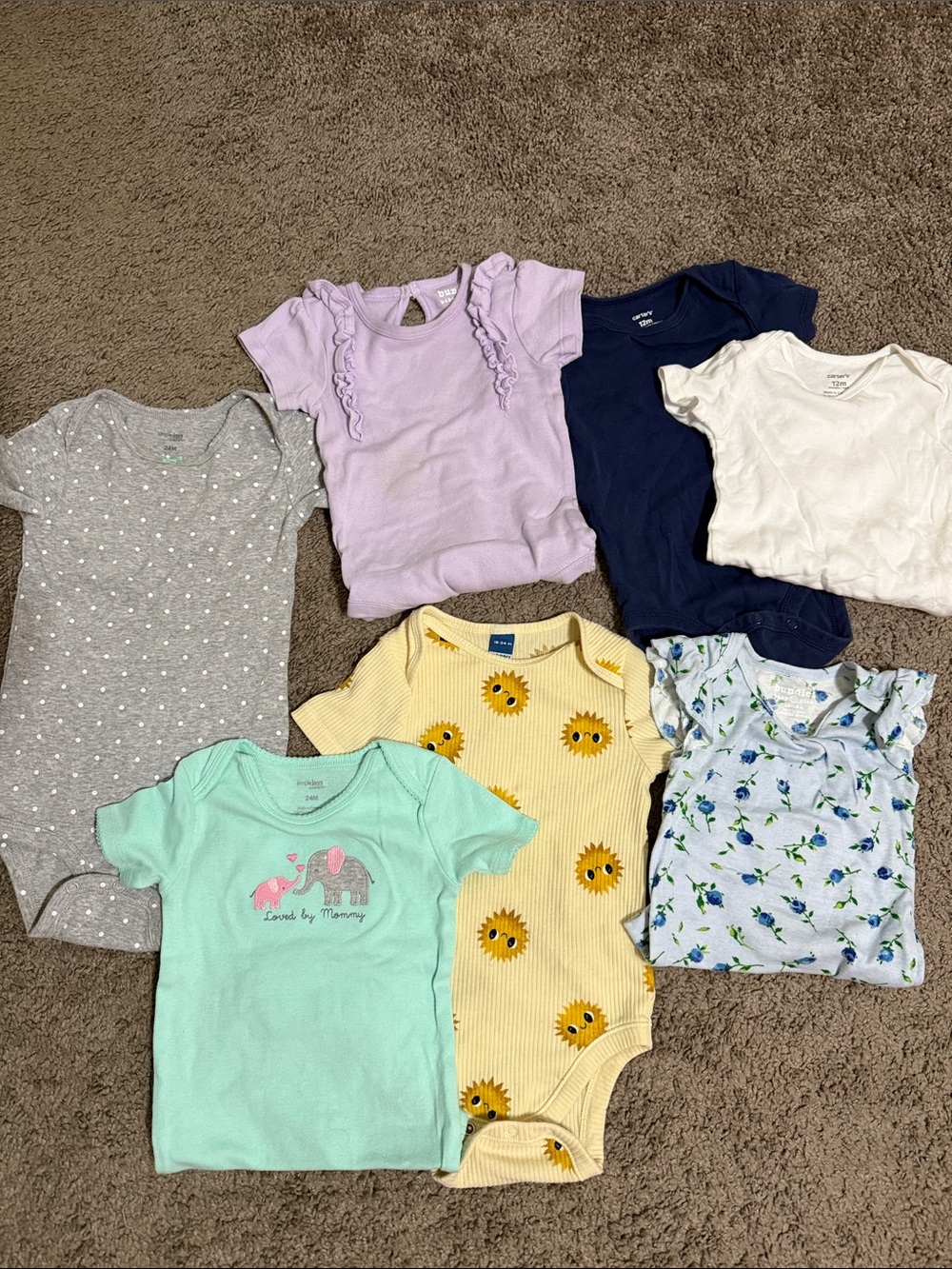 Mixed Baby Girl Onesie Bundle - Sunflower, Mint, Lavender, Navy & Floral